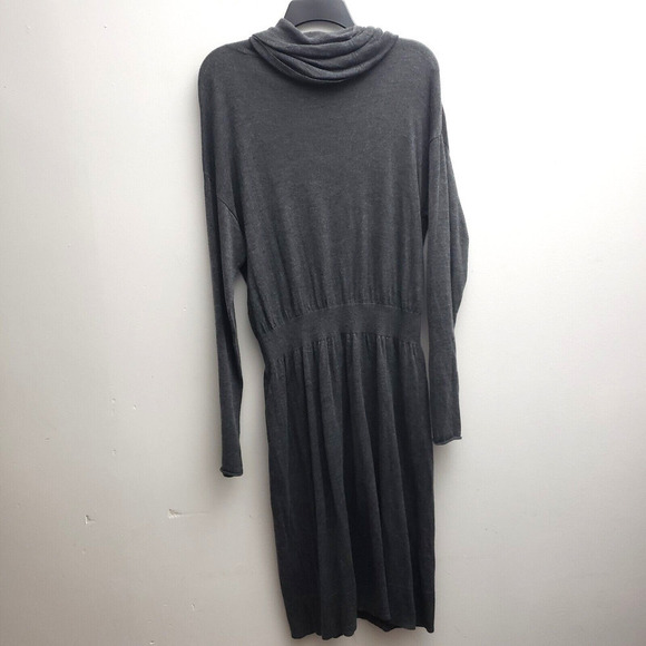 Daisy Fuentes Cowl Neck Sweater Dress XL Solid Gray Long Sleeves Midi NWT - Picture 4 of 6